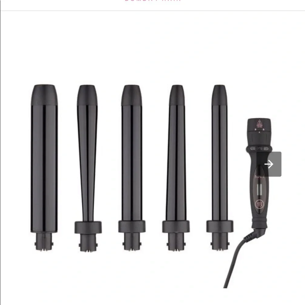 Bombay Hair Black Ceramic 5 in 1 Interchangeable Curling Wand Set With Box
